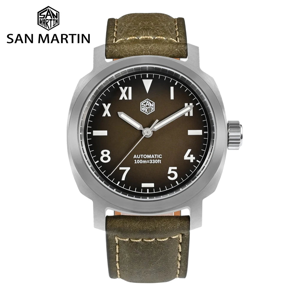 San martin Free Shipment Sapphire 10atm Gradient Classic Vintage Japan Mechanical Automatic 316 Stainless Steel Watch for Sale
