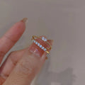 Hainon S925 Sterling Silver Delicate Versatile Heart Ring Ladies Zircon Finger Decorative Ring