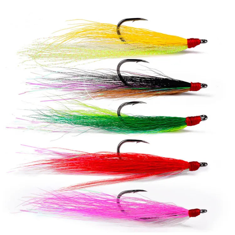 NEW Pesca Accessary Fishing Hook With Feather Pendant With Barb Three Anchor Fish Hook Carbon Steel Fishing Hook Strong