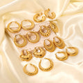 American and European Vintage 18K Square CC Shape Hollow High Polished Stainless Steel Hoop Earrings Stylish Jewelry