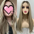 Stock Luxury Kosher Wigs with Lace Front Virgin Hair Straight Style Dark Brown with Highlight Transparent Lace Top Jewish Wig