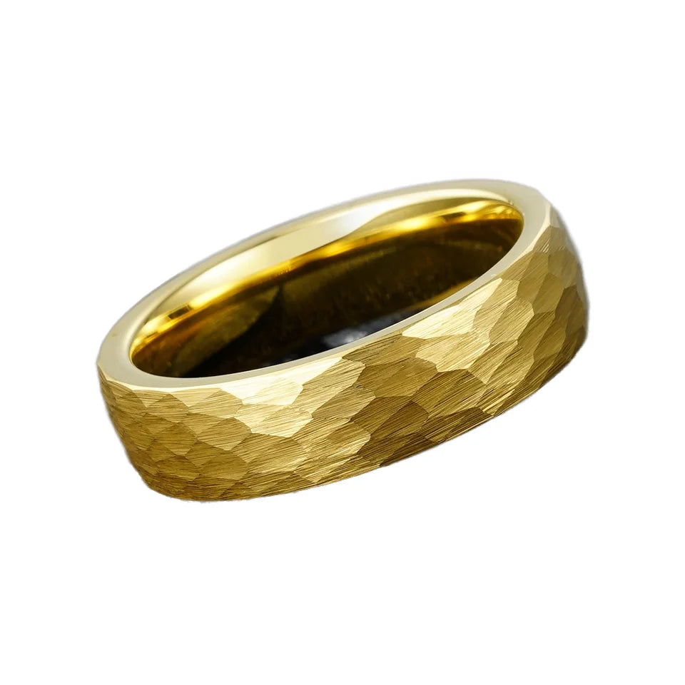 POYA 6mm Vintage Gold Plated Tungsten Rings Classic Wedding Bands for Couples for Engagement Party Anniversary