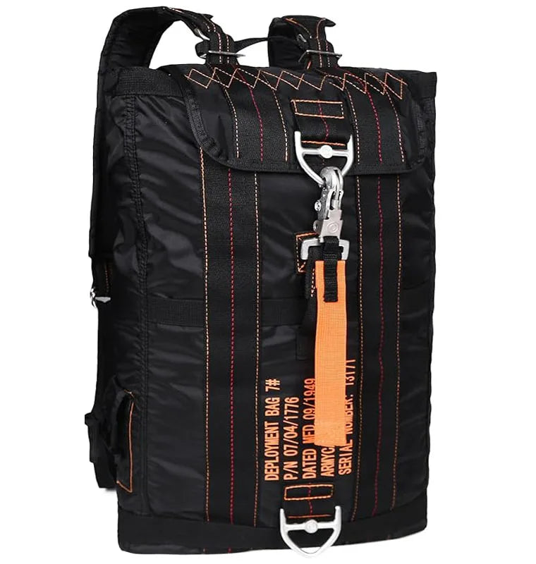 Green Black Waterproof Lightweight Nylon Fabric Tactical Parachute Backpack for Mens EDC Travel Hiking Camping Climbing