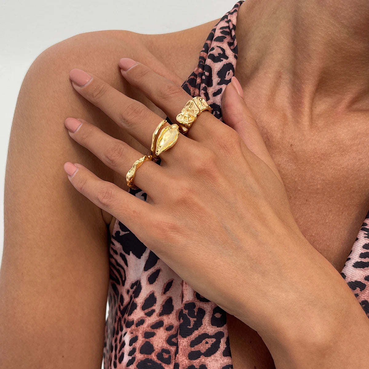 3Pcs/Set Trendy Irregular Open Metal Rings for Women Vintage Lady Street Stackable Finger Ring Accessories Fashion Jewelry Gifts