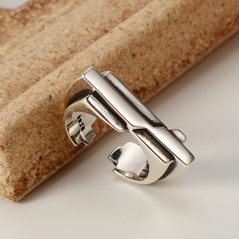 ICEBELA Personality Ring Wrought Open Adjustable Ring Stereoscopic Thai Silver Finger Unique Stacking 925 Sterling Silver Rings