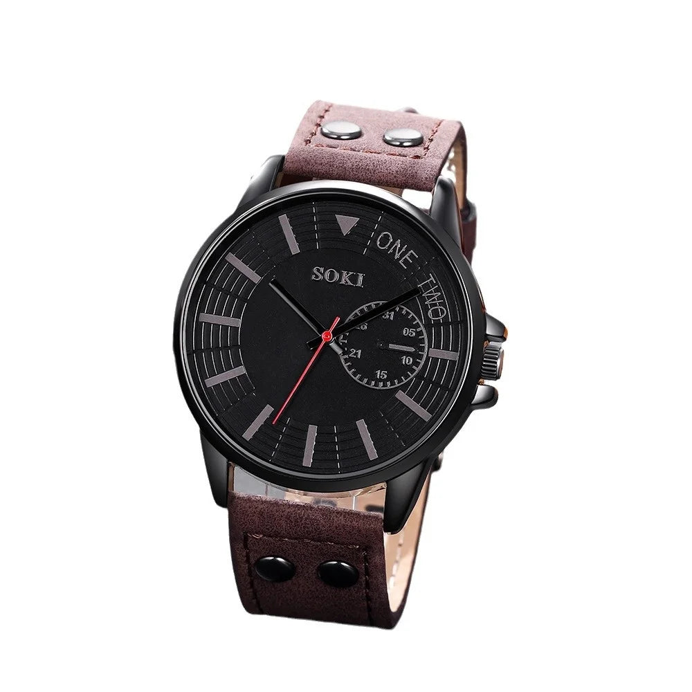 2025 Cross-Border Wholesale  Men's Fashion Quartz Watch New  Business Leisure Style Leather   Movement Dial