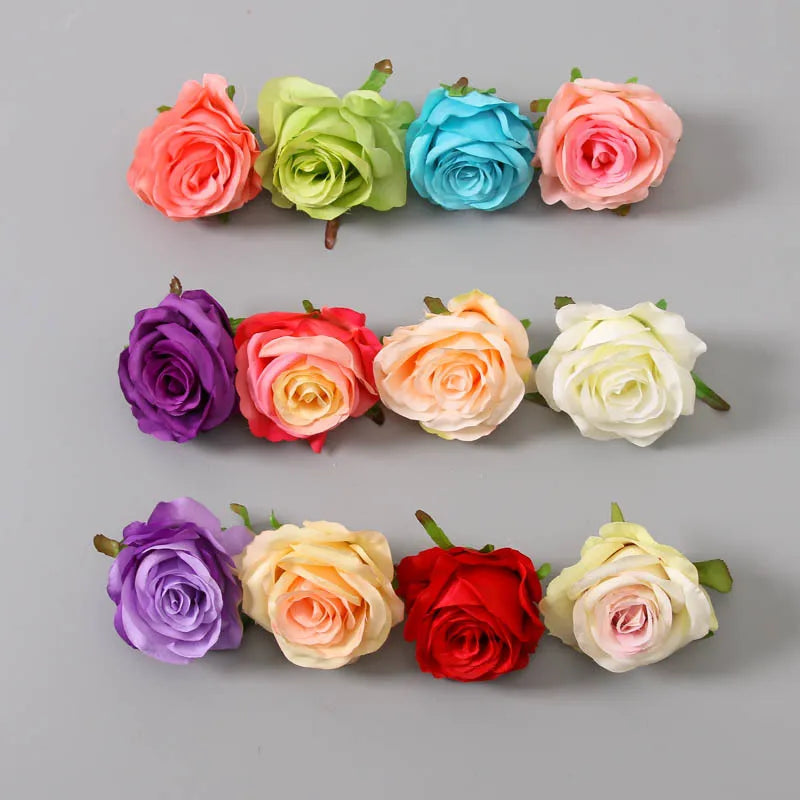 Manufacturer Sale 8 cm Diameter Artificial Rose Flower Head for Wall Cake Decoration for Mother's Day Easter Christmas