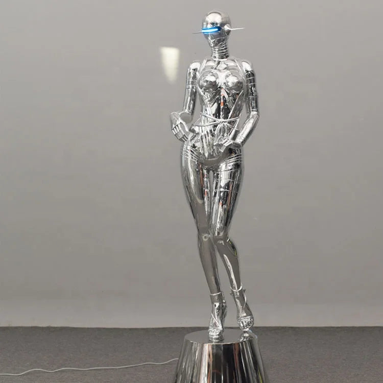 Life Size Electroplating Golden Female Model Fiberglass Sculpture for Bar Hotel Decoration