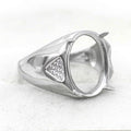Sterling Silver 12*15mm Semi Mount Men's Ring Frame Empty Blank Claw Setting S925 Base Holder Without Center Stone for DIY Inlay