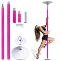 7.3-9FT Height Adjustable Pink Silicone Stripper Pole Fitness Dancing Dip Stands Static and Spinning Pole Dance Features