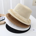 Women Straw Sun Hats Wide Brim Flat Top Hat Summer Beach Travel Sun Protection Boater Hat