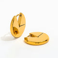 Trendy Earring 18K Gold Plated Round Disc Huggie Saucer Earring Stainless Steel Jewelry Wholesale