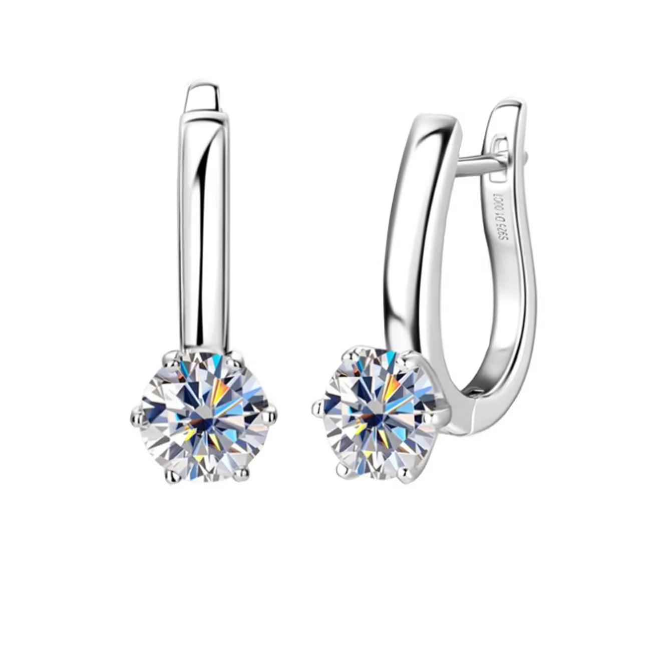 Elegant Classic 925 Sterling Silver VVS Clarity 0.5CT Moissanite Hook Earrings for Birthday or Mother's Day