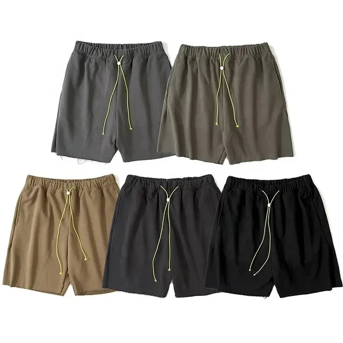 Wholesale Mid Waist Anti-Wrinkle Cotton Sweat Shorts for Men Custom Logo Summer Vintage Streetwear Hip Hop Style Cargo Pattern