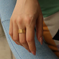 Chris April in Stock PVD 18K Gold Plated Personalized Wide Version Braided Mens Ring with 316L Stainless Steel Material