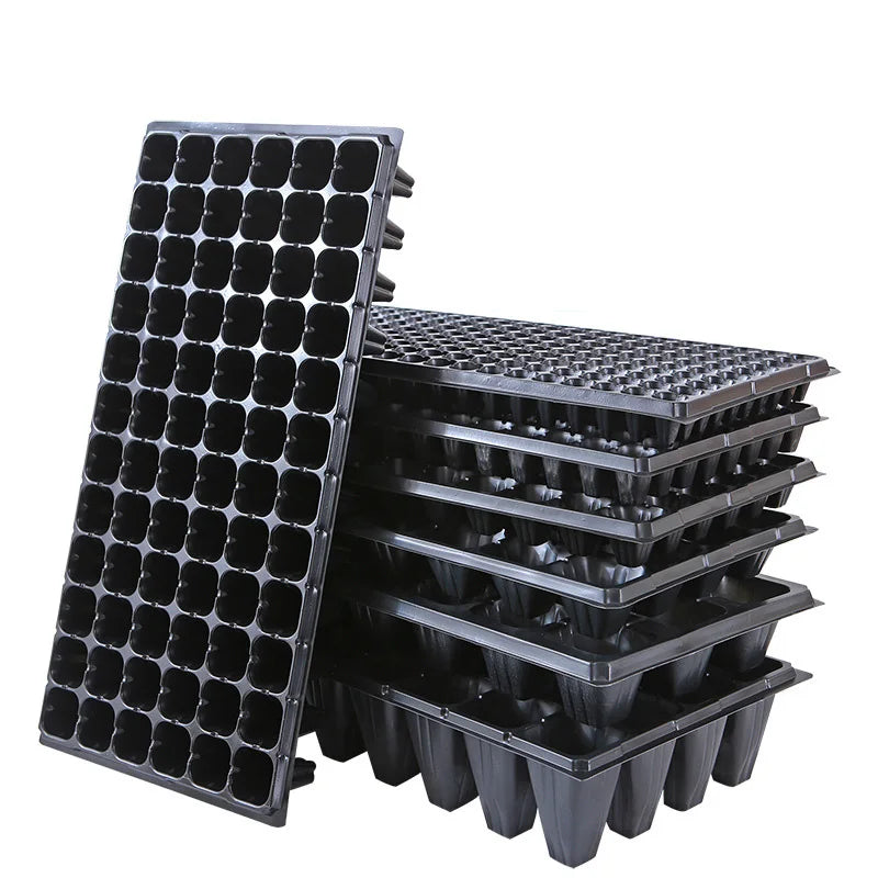 PS Plastic Black Nursery Tray for Seed Cuboid Planter Plate for Garden Sprout Tray Rectangle Thickened Seedling Plant Tools