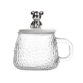 Wholesale Printed Bear Shape Hammer Pattern Glass Milk Coffee Container Custom
