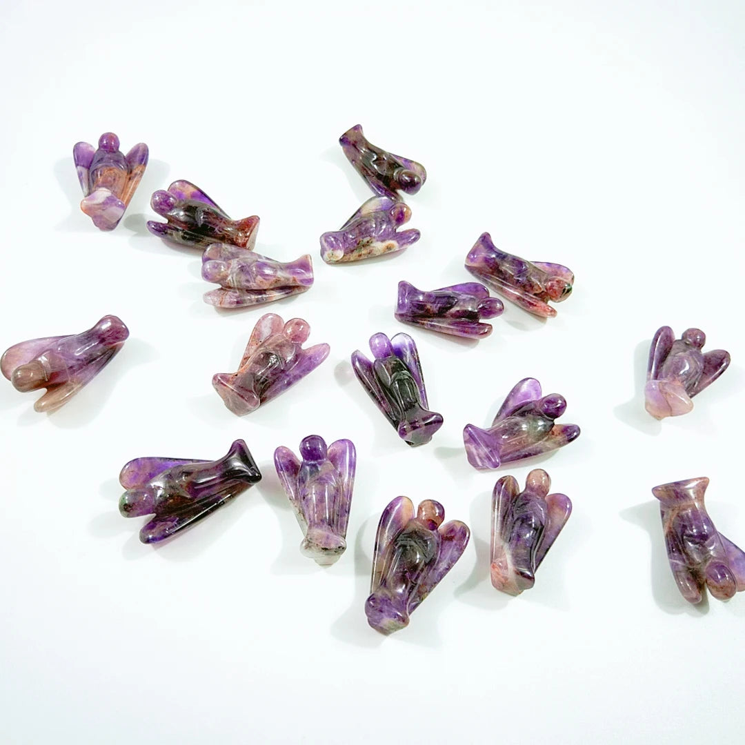 Huiying Natural 1.5 Inch Amethyst Hand Carved Beautiful Angel Statue Crafts