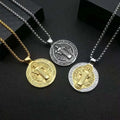 Fashion Trendy Men's Stainless Steel 18k Gold with St Saint Benedict Medal Pendant Necklace Jewelry Hip Hop