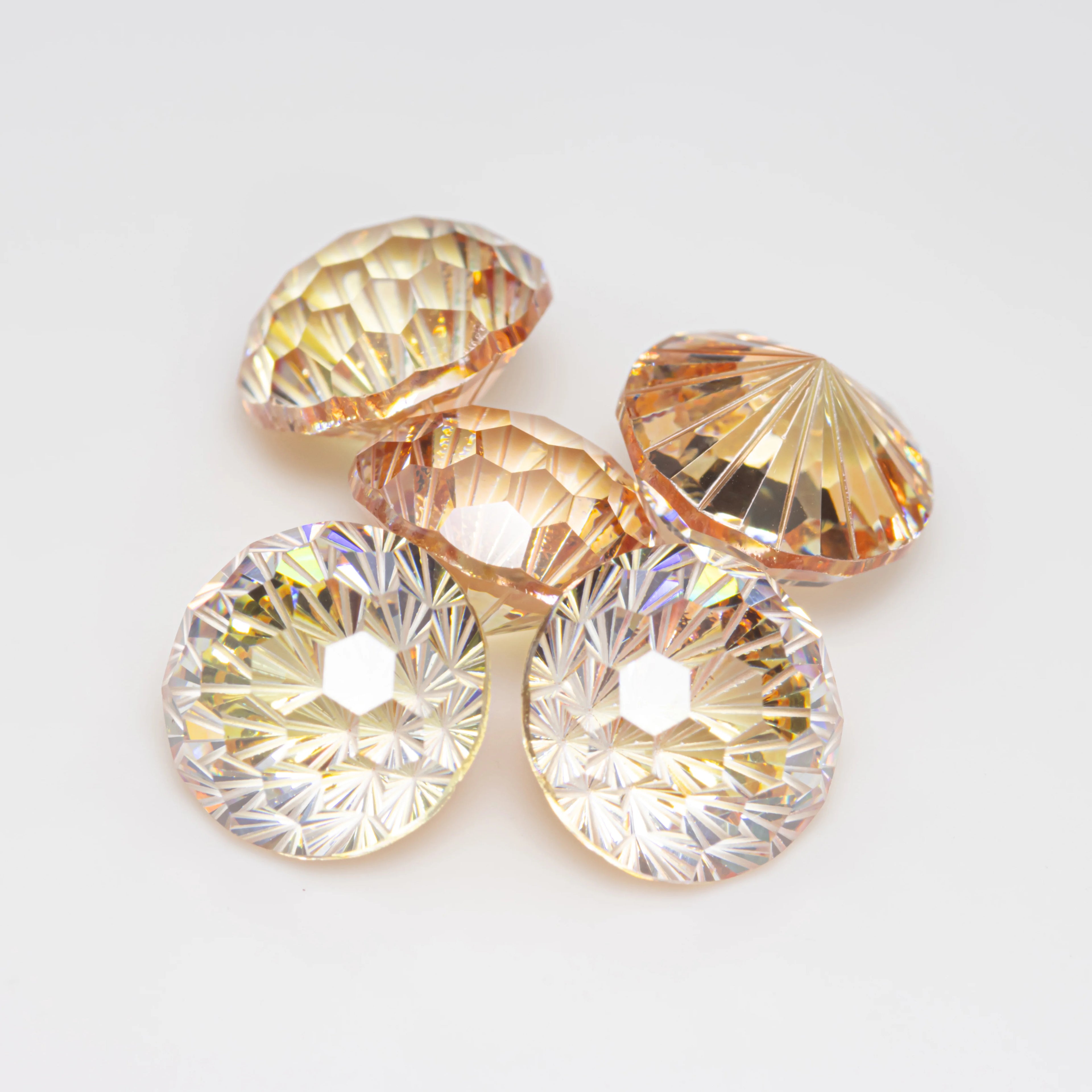 HanYu Wholesale Stone Flash Round Champagne Morgan Pink Mixed Color Cubic Zircon Fireworks Cut Hot Earring Main Stone