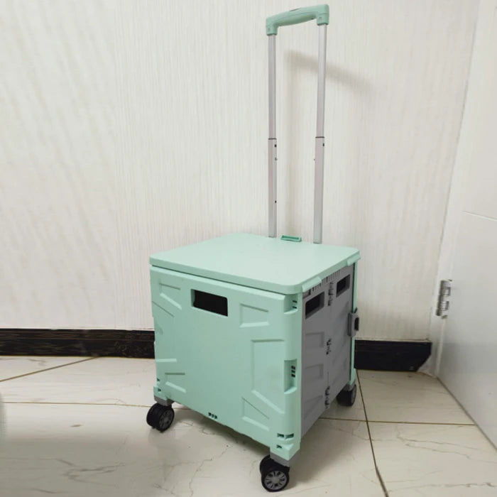 Student Durable Grocery Cart Small Pull Trolley Universal Climbing Shopping Luggage Collapsible Portable Plastic Family Trailer