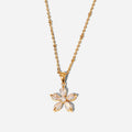 18K  Plated Stainless Steel Gift 16mm White Cubic Zirconia Five-petal Flower Pendant Necklace