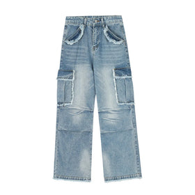 Cargo Denim Pocket Pants Fashion Cargo Pants Men High Quality Tapered Denim Jeans Men