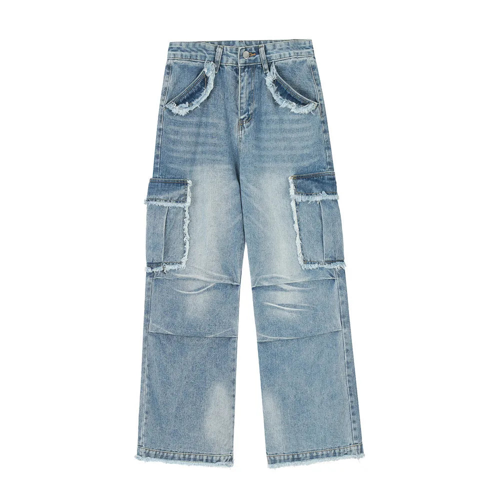 Cargo Denim Pocket Pants Fashion Cargo Pants Men High Quality Tapered Denim Jeans Men