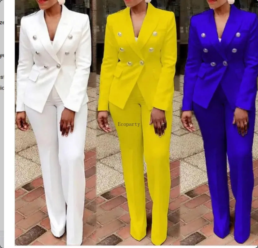 Plus Size New Fashion Class Business Woman Suits Two Pieces Professional Pants Suits for Women blazer and pants set