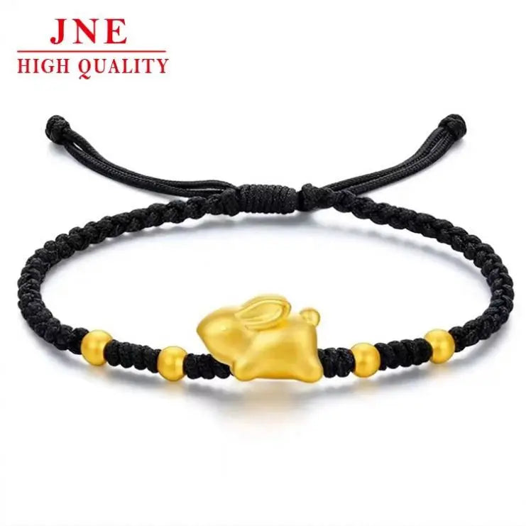 2023Lucky Rabbit Bracelet Gold Brass Gold Plated This Animal Year Red Rope Chinese Zodiac Sign of Rabbit Women's Bracelet