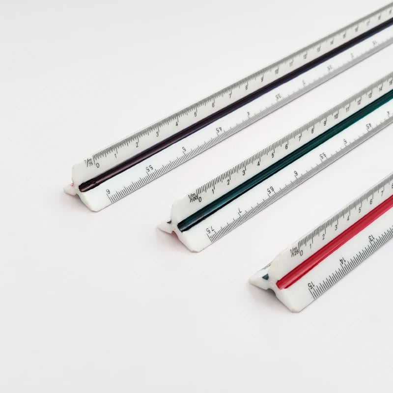 6 Ratio 1:20/25/50/75/100/125 Professional Plastic Drawing Ruler 30cm Beveled Edges Architecture Small Scale Triangular Scale