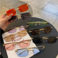 Trendy Rectangle Sunglasses for Unisex Uv400 Wholesale Cut Rimless Designer Fashion Women Ladies Sunglasses