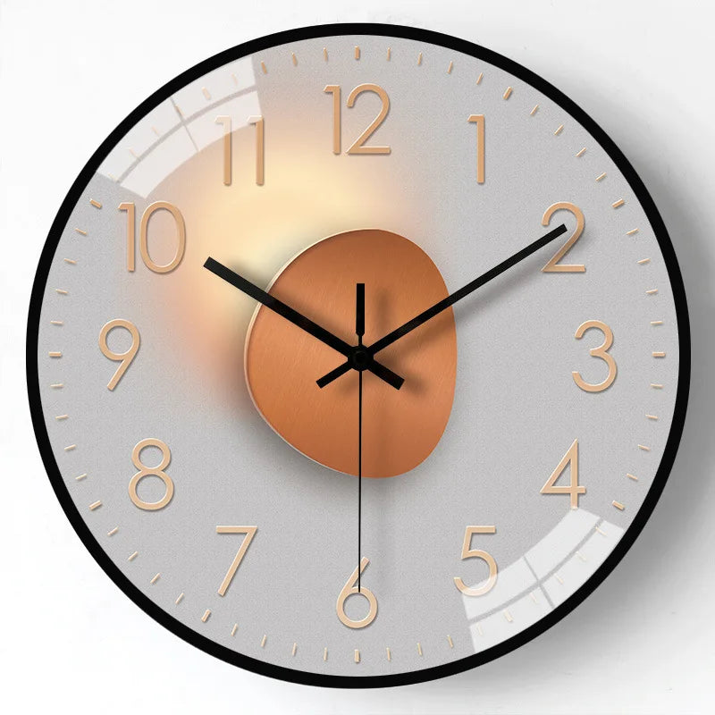 12 Inch Light Luxury Light Wall Clock Silent Quartz Clock Home Living Room Bedroom Wall Decoration Wholesale