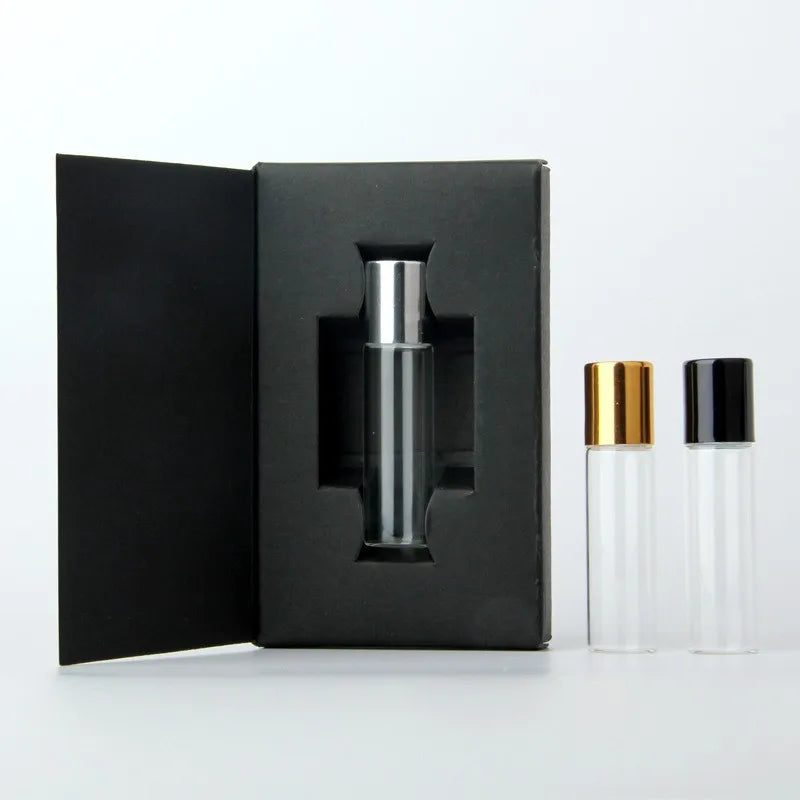Wholesale Price 5ml Portable Transparent Refill Perfume Roll on Glass Bottle With Paper Box Package