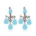 C8335 Abiding Shield Waterproof Branch Natural Aqua Blue Calcedony Women Earing Jewelry Custom Real Silver Earrings