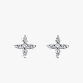 Ailmay Genuine 925 Sterling Silver Fine AAAAA Level Flower Stud Earrings for Women Wedding Engagement Anti-allergy Jewelry Gift