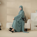 Wholesale Elegant Women's Clothing Embroidered Linen Abaya Open Dubai Dress Plus Size Anti-Static Breathable for Spring Season
