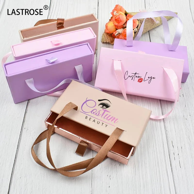 Full Strip Lash Packaging Boxes Wholesale Private Label Packaging Empty Pink White Glift Paper Box