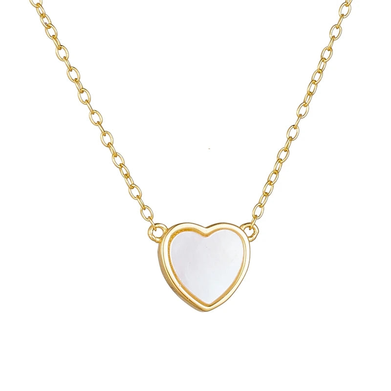 Wholesale Jewelry Silver 925 Mother of Pearl Shell Heart Chain Necklaces love for Women