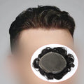 EMEDA V Loop Natural Hairline 0.06mm Super Thin Skin Human Hair Patch Men Toupee Wigs 120% Hair Replacement System for Men