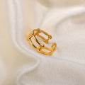 Wholesale Fashion Jewelry Rings 18K Gold Plated Stainless Steel Adjustable Chain Open Rings Jewelry Women YRS100