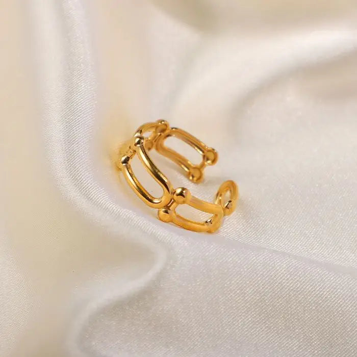 Wholesale Fashion Jewelry Rings 18K Gold Plated Stainless Steel Adjustable Chain Open Rings Jewelry Women YRS100