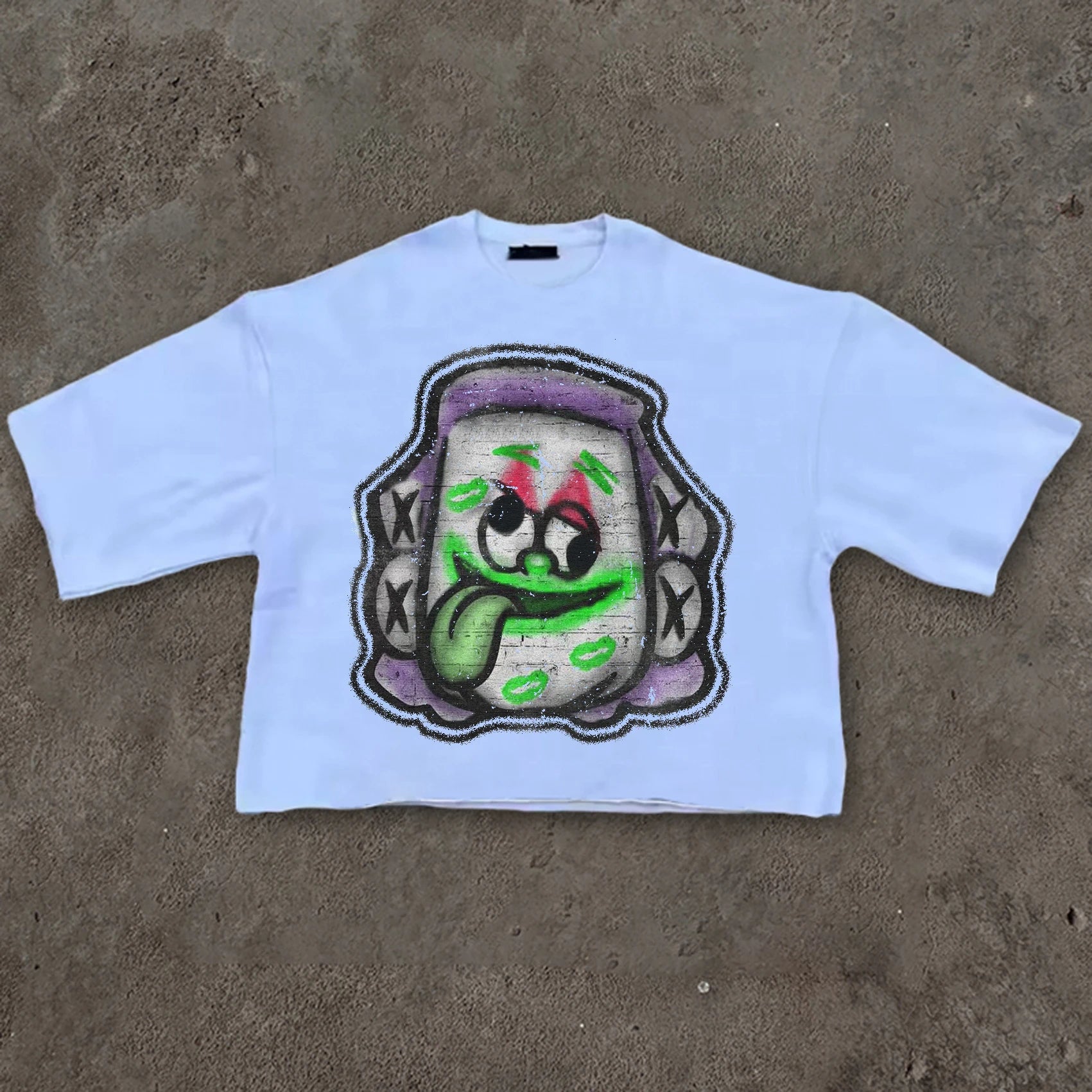 Custom Boxy Printed Graphic Tee Black Oversized Drop Shoulder Screen Printing Raw and Hem T Shirt for Men