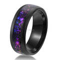 POYA 4mm/8mm Black Tungsten Ring Wedding Band Men Classic Style Purple Blue Galaxy Gravel Inlay  Engagement Jewelry