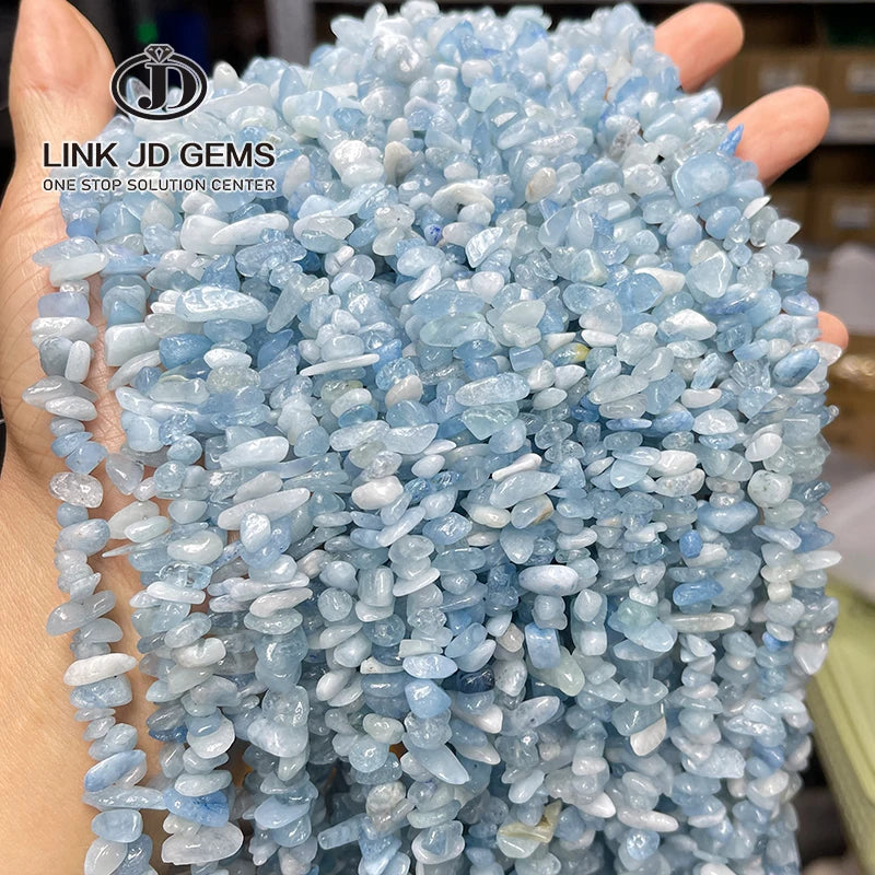 JD 3-5mm/5-8mm Irregular Free-form Gravel White Crystal Loose Beads Natural Aquamarine Mineral Gemstones for Jewelry Making