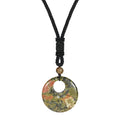 Fashion 30MM Pendant Unakite Natural Stone Crystal Healing Stone Charms Rope Chain Necklace Handicraft Decoration As Daily Gift