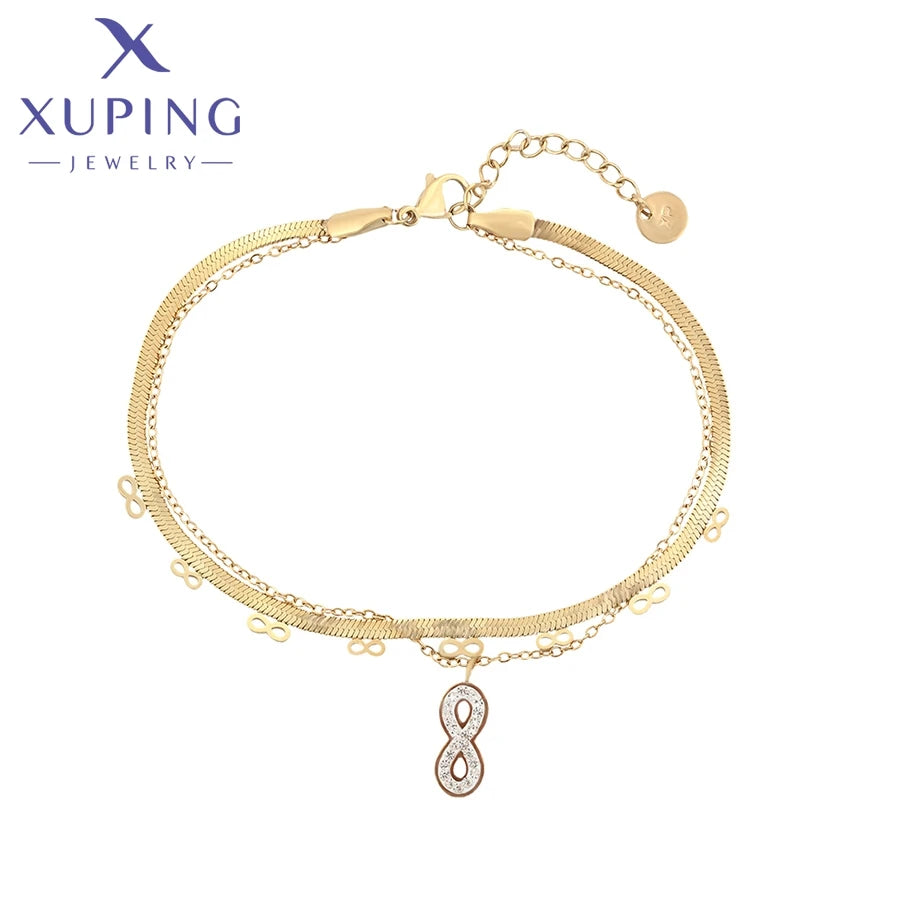 XUPING A00873090 14k Gold Color Stainless Steel Jewelry Women Ancient Royal Simple Cool Fashion Elegant Valentine's Day Bracelet