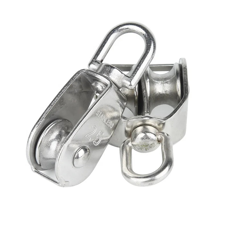 M15 - M100 Stainless Steel 304 316 Single /Double Wheel Wire Rope Pulley Block