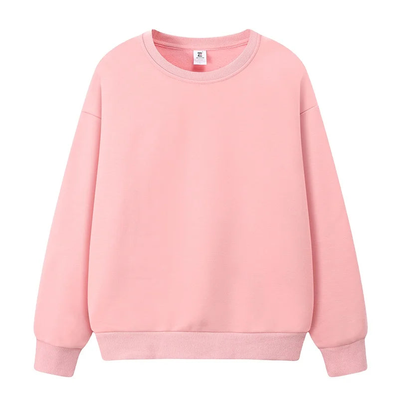 AI-MICH Heavy Weight Light Pink Custom Logo Embroidered  Oversized Personalized Plain Crewneck Mans Sweatshirt