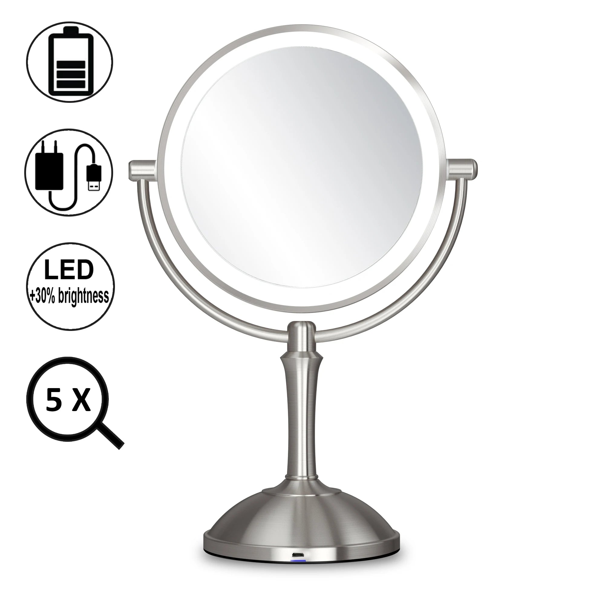 Conair Like Double Sided Desk Top Pedestal Led Makeup Mirror